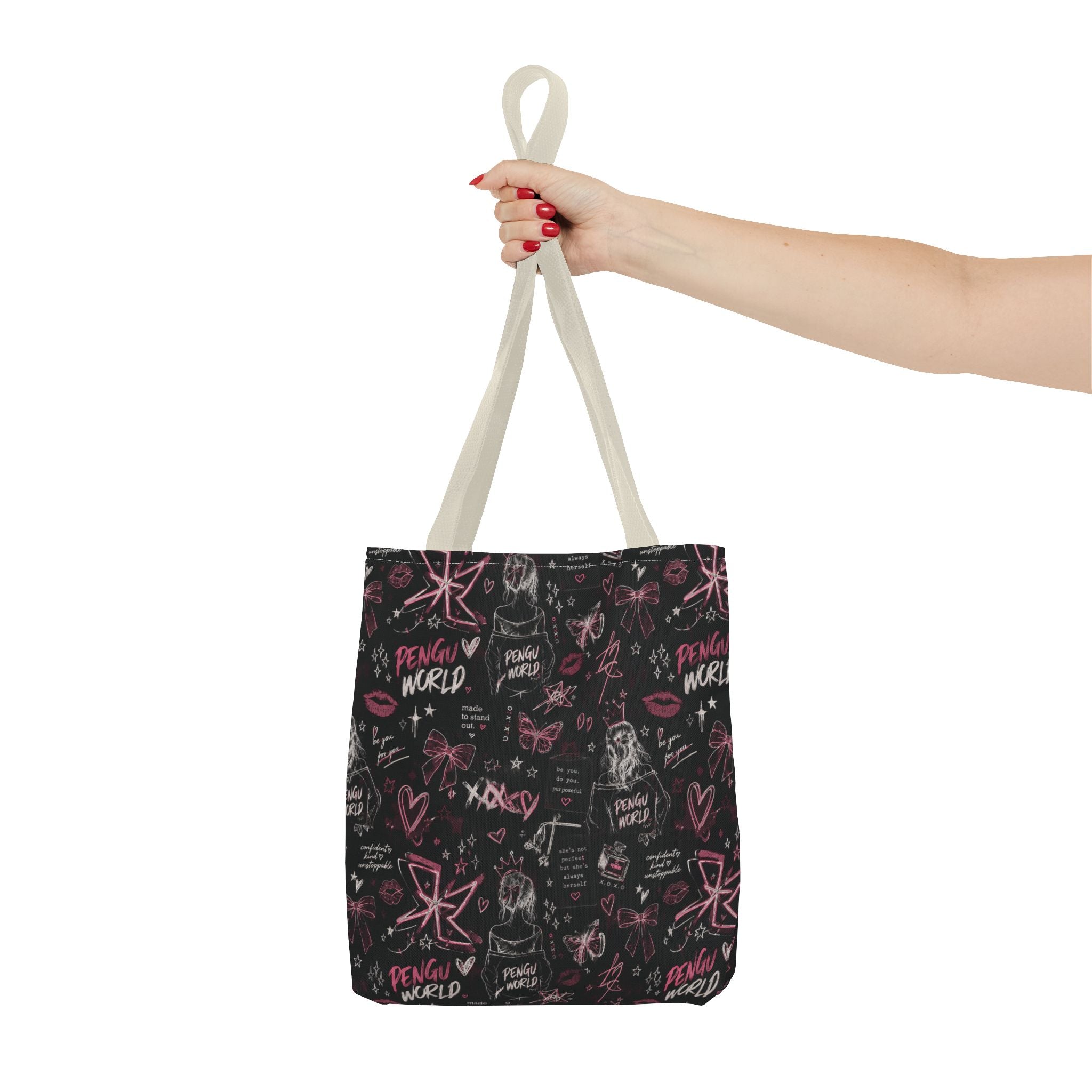 PENGU Edgy Black & Pink Tote Bag