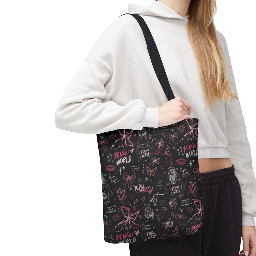 PENGU Edgy Black & Pink Tote Bag
