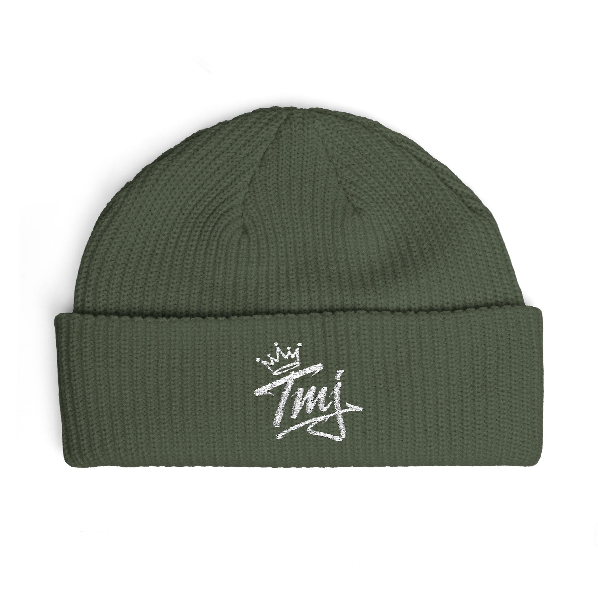 PENGU Cuff Beanie - Embroidered 'TMJ' Crown Knit Hat