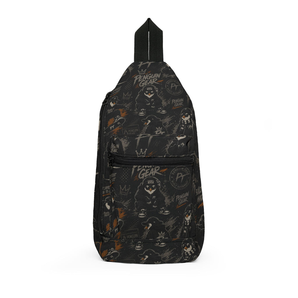 PENGU Penguin Gear Graphic Sling Bag – 'Built Different Made to Last' Casual Crossbody