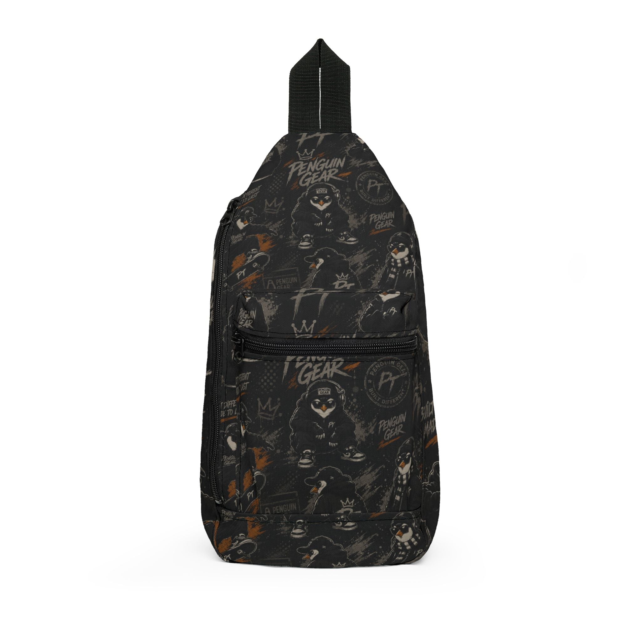 PENGU Penguin Gear Graphic Sling Bag – 'Built Different Made to Last' Casual Crossbody