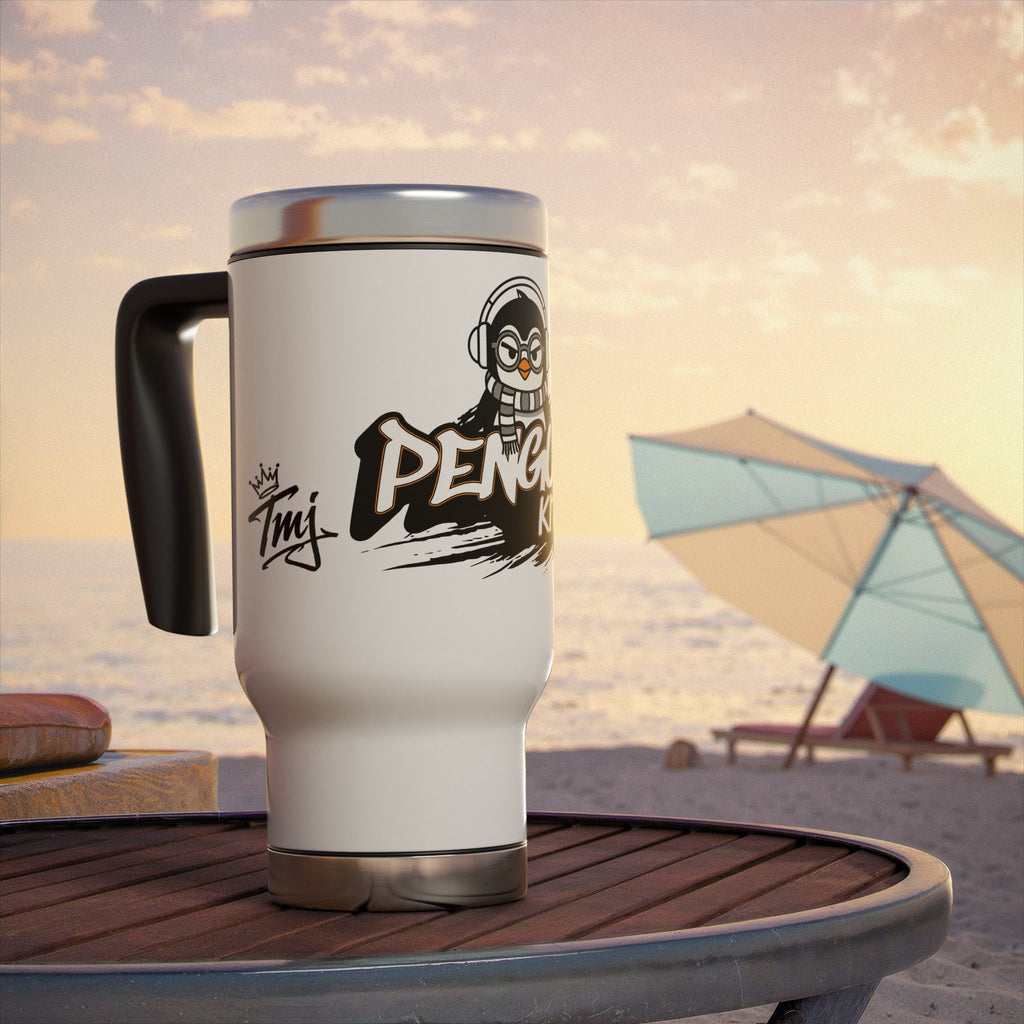 PENGU Penguin Kits Travel Mug — 14oz Stainless Steel Insulated Tumbler with Handle