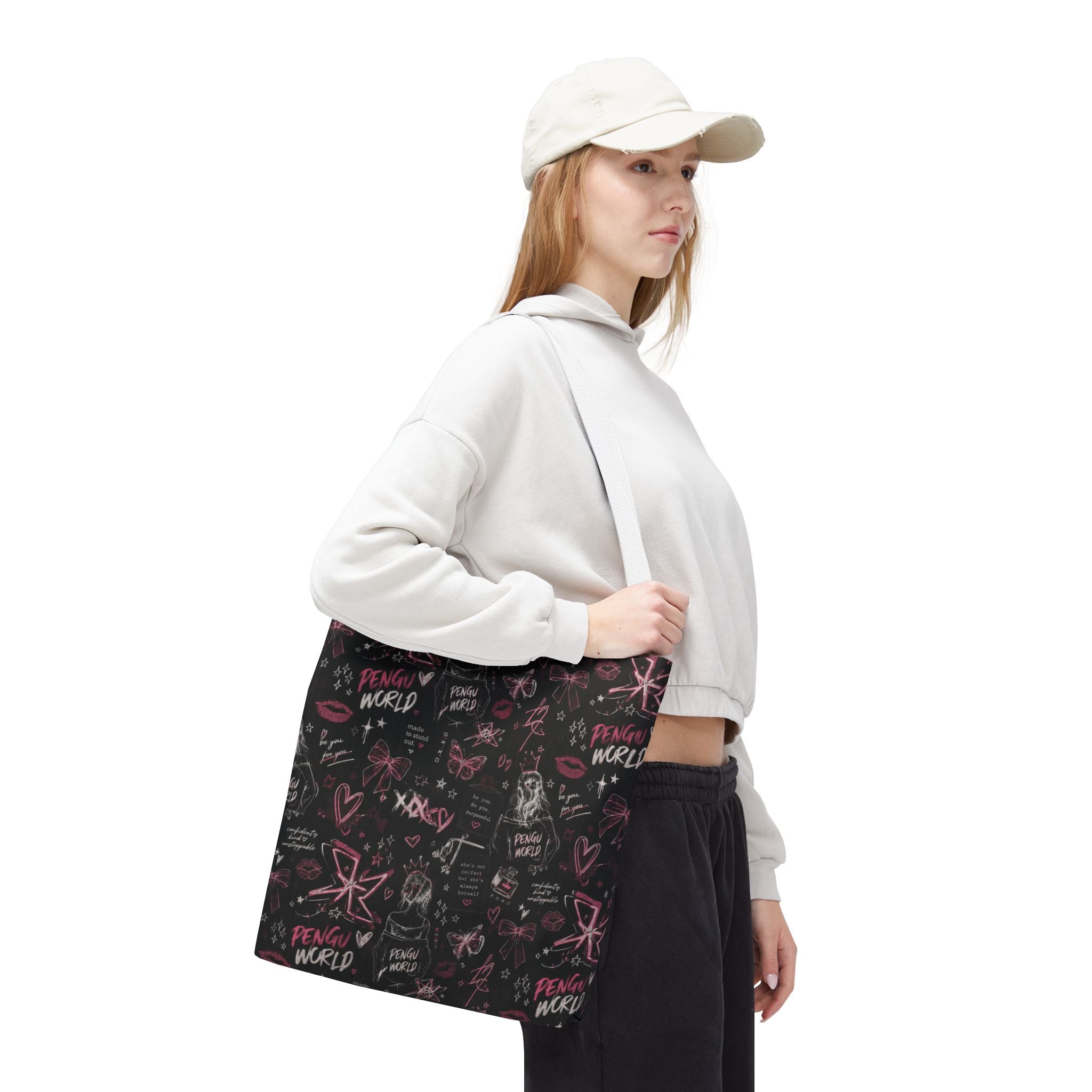 PENGU Edgy Black & Pink Tote Bag