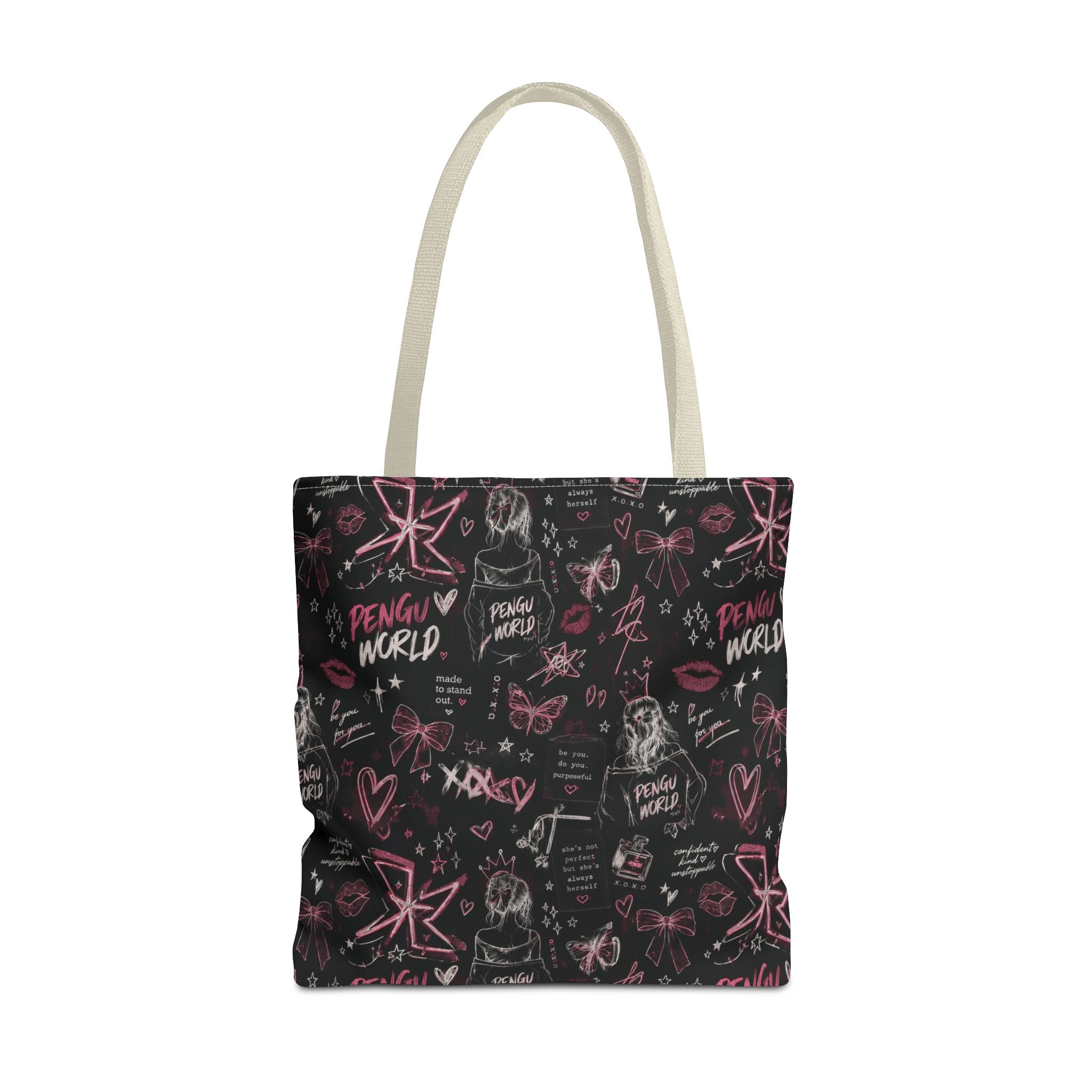 PENGU Edgy Black & Pink Tote Bag