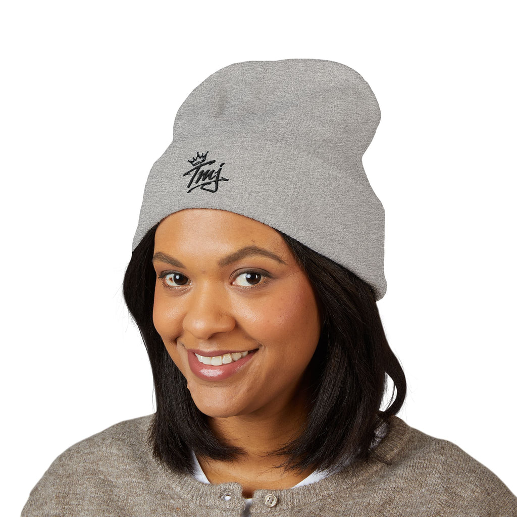 Embroidered TMJ Crown Beanie — Classic Cuffed Knit Hat