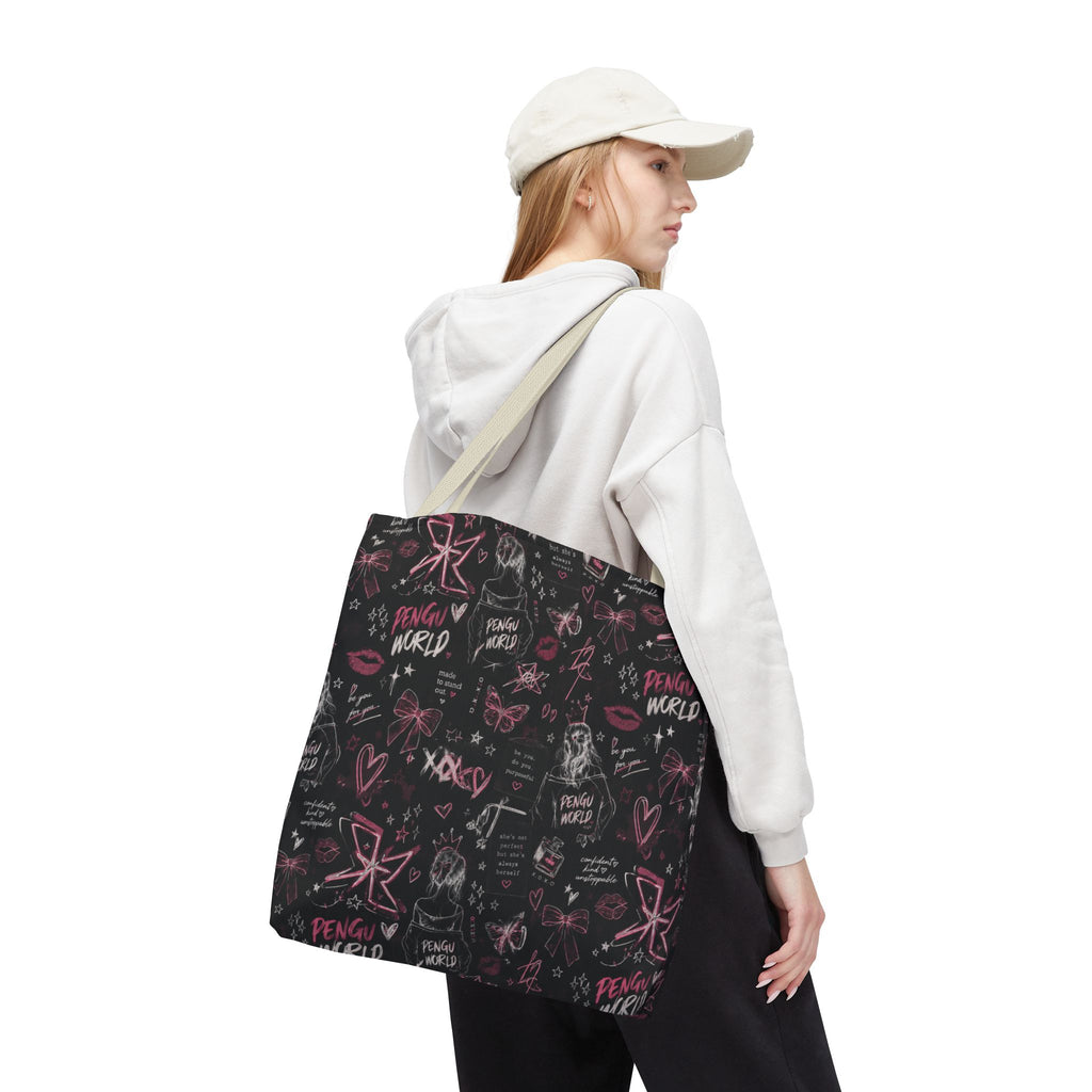 PENGU Edgy Black & Pink Tote Bag