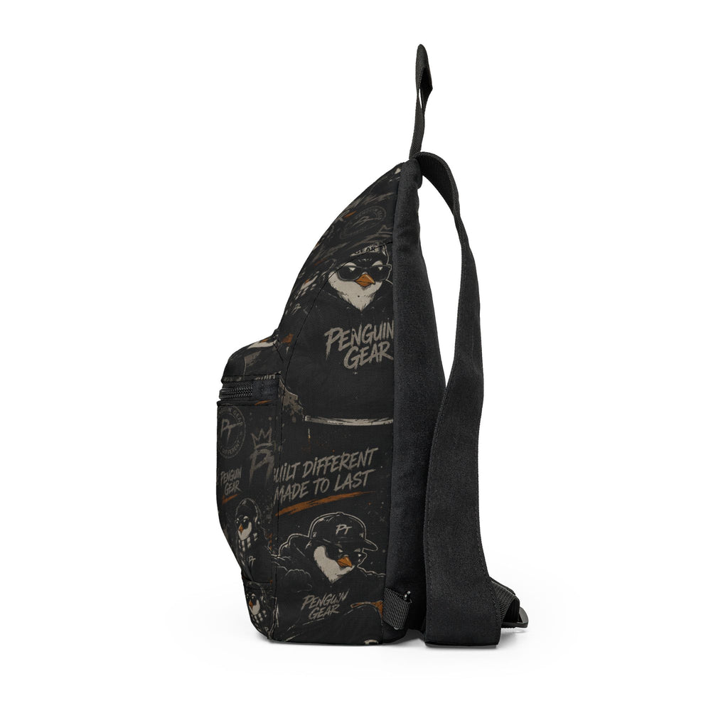 PENGU Penguin Gear Graphic Sling Bag – 'Built Different Made to Last' Casual Crossbody