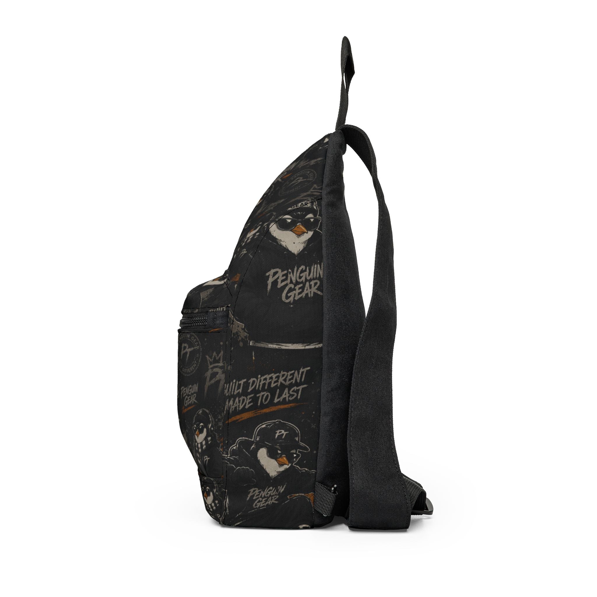 PENGU Penguin Gear Graphic Sling Bag – 'Built Different Made to Last' Casual Crossbody