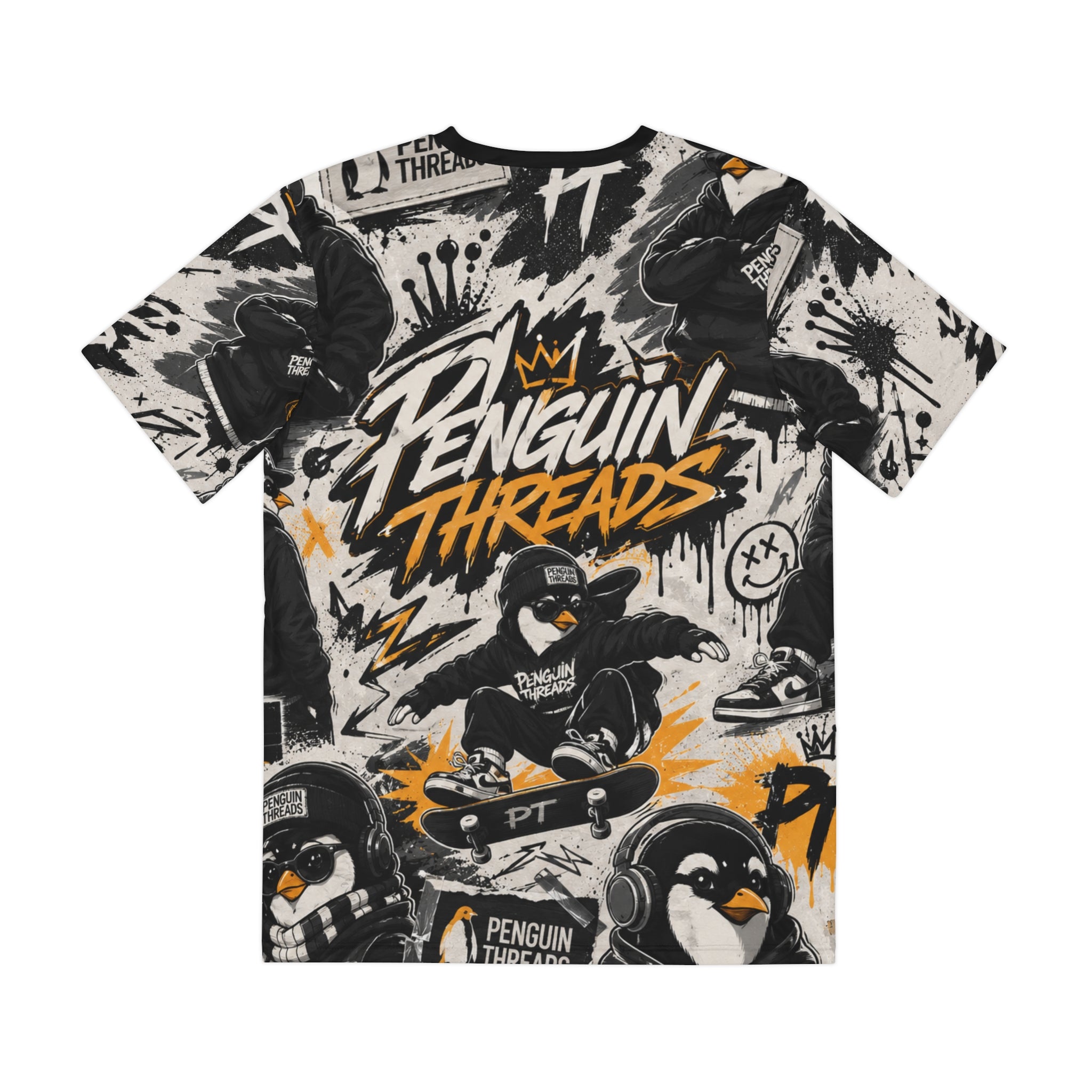 PENGU Penguin Threads Skate Graphic Tee — All-Over Print Men’s Polyester Shirt