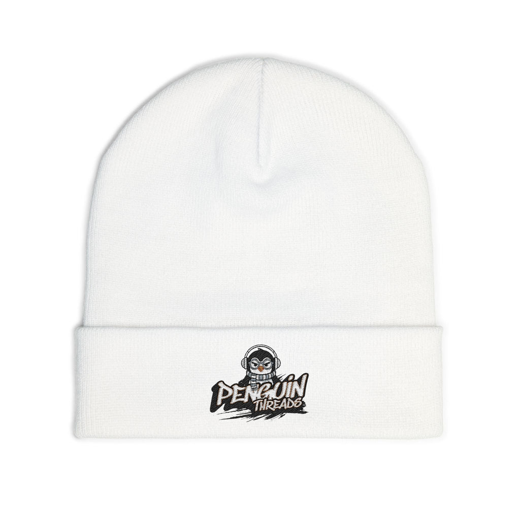 Embroidered PENGU Beanie - 'Penguin Threads' Knit Winter Hat
