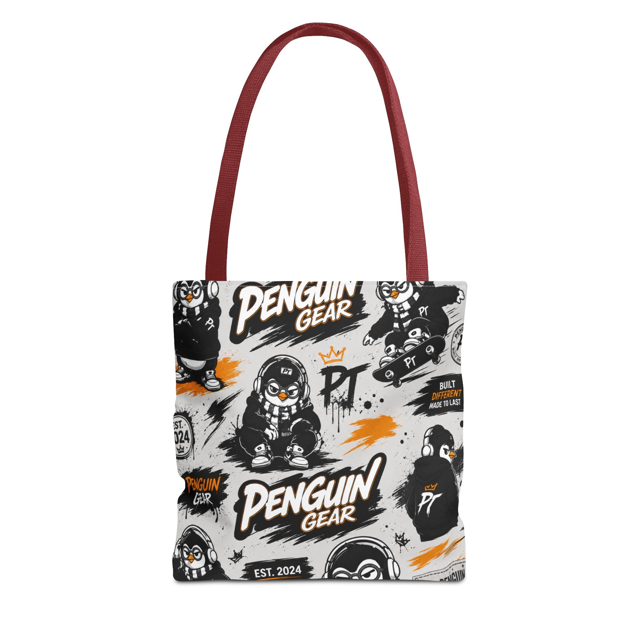 PENGU Penguin Gear Graphic Tote Bag — All-Over-Print Streetwear Tote