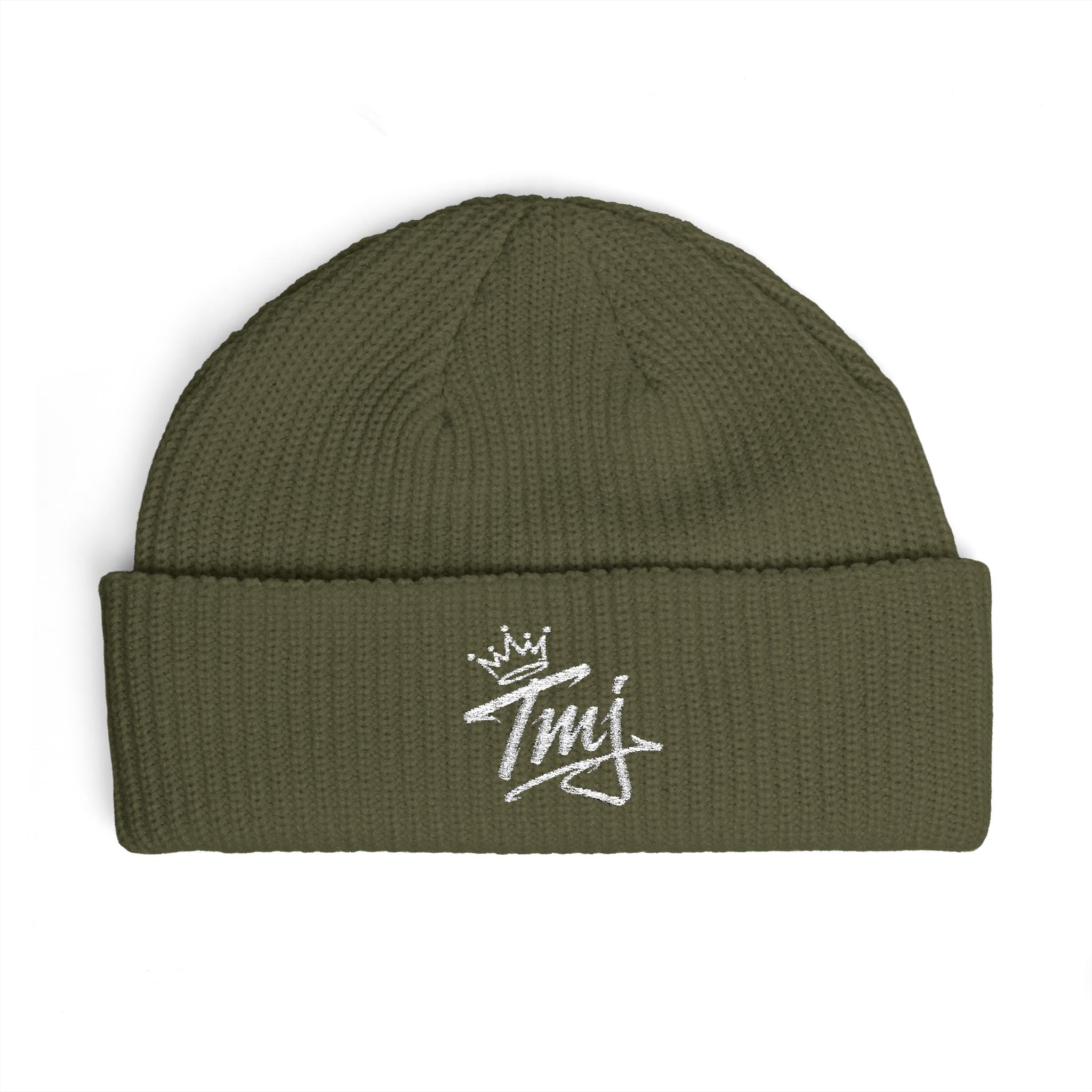 PENGU Cuff Beanie - Embroidered 'TMJ' Crown Knit Hat