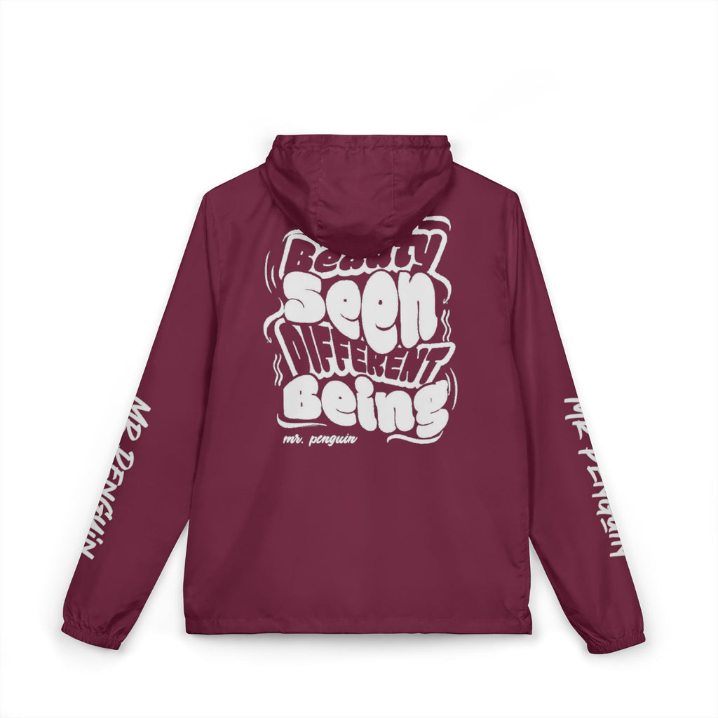 PENGU Windbreaker Jacket — 'Beauty Seen Different Being' Graphic Hooded Windbreaker