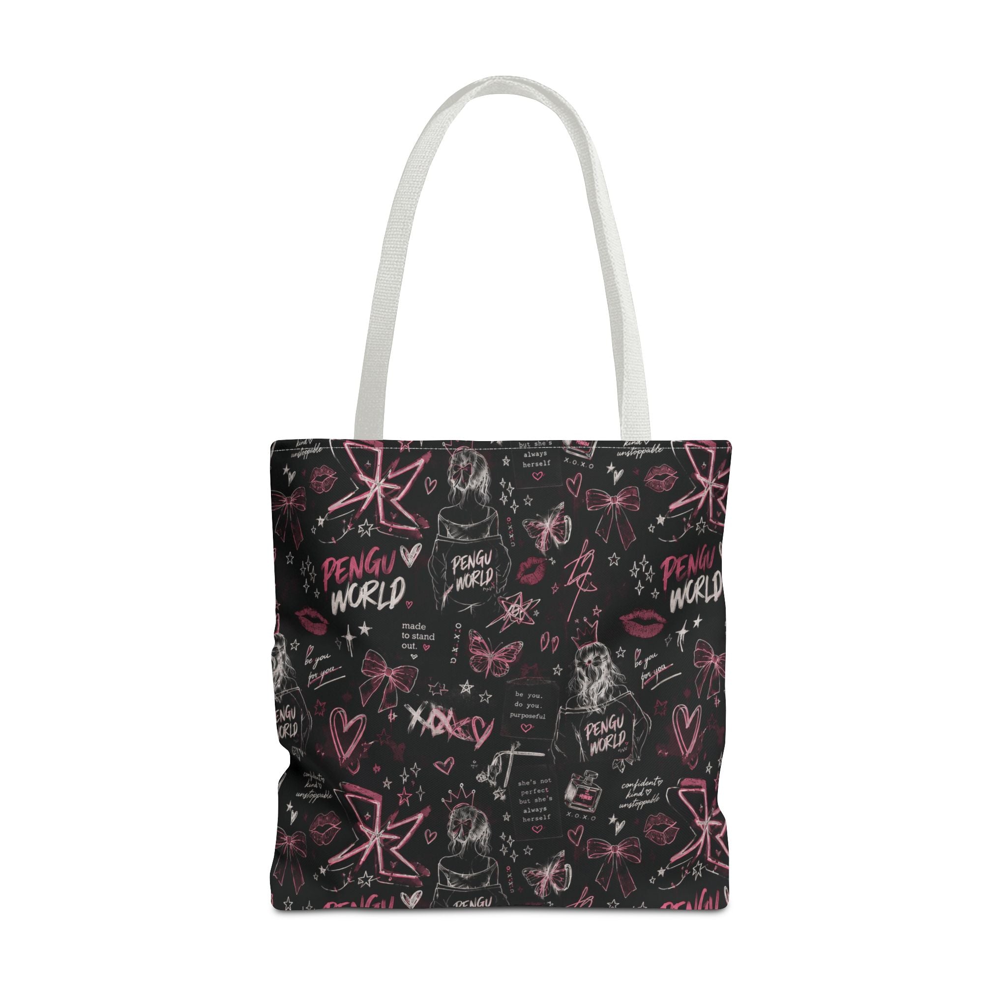 PENGU Edgy Black & Pink Tote Bag