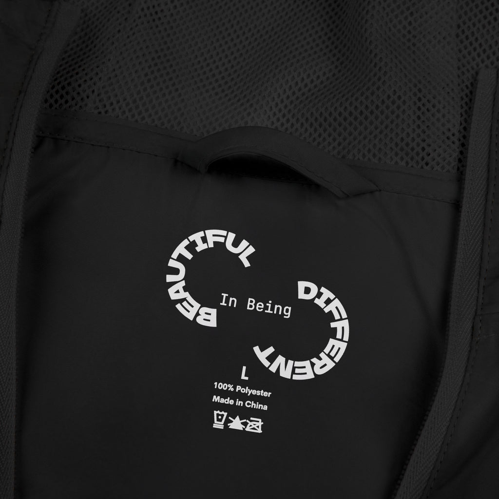 PENGU Windbreaker Jacket — 'Beauty Seen Different Being' Graphic Hooded Windbreaker