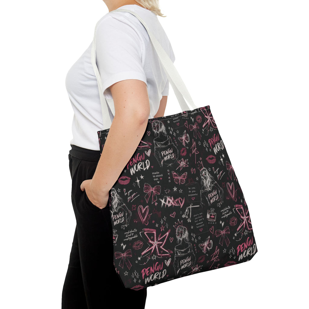 PENGU Edgy Black & Pink Tote Bag
