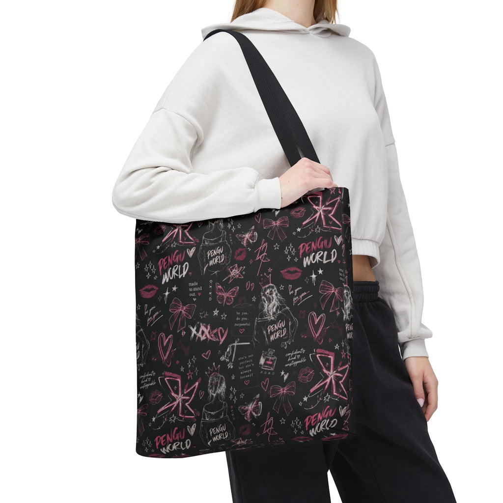 PENGU Edgy Black & Pink Tote Bag