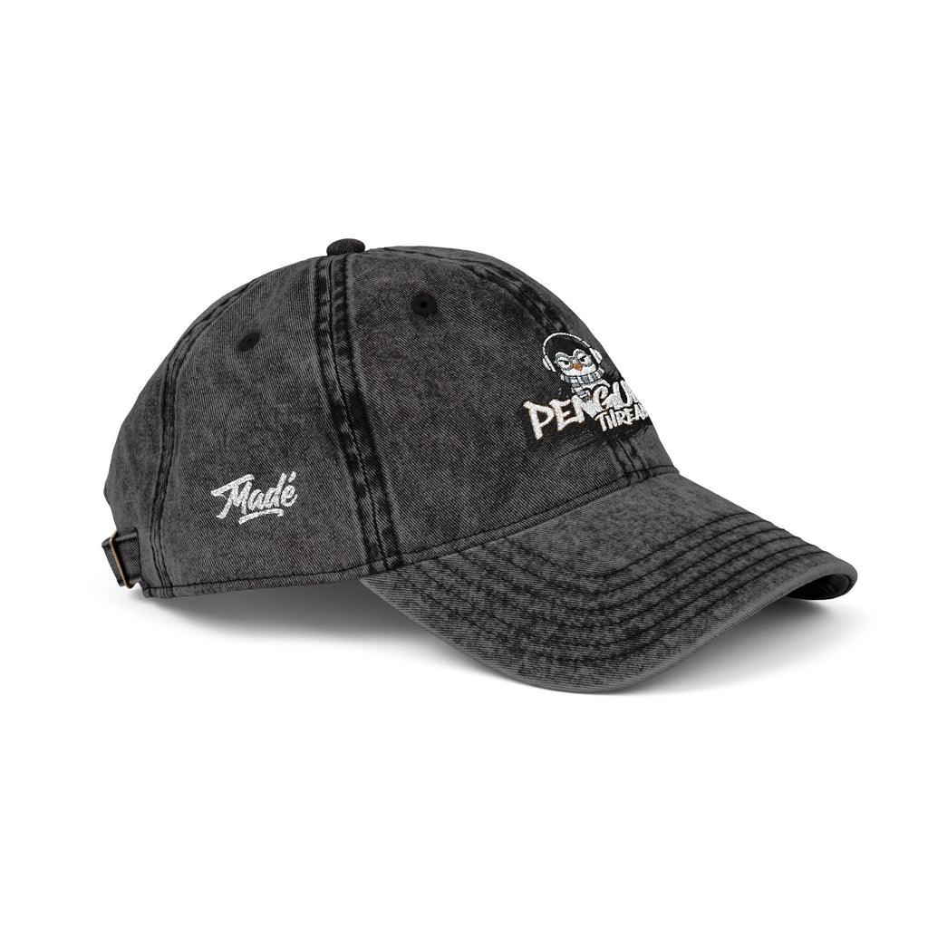 PENGU Vintage Embroidered Baseball Cap — 'Penguin Threads' Logo