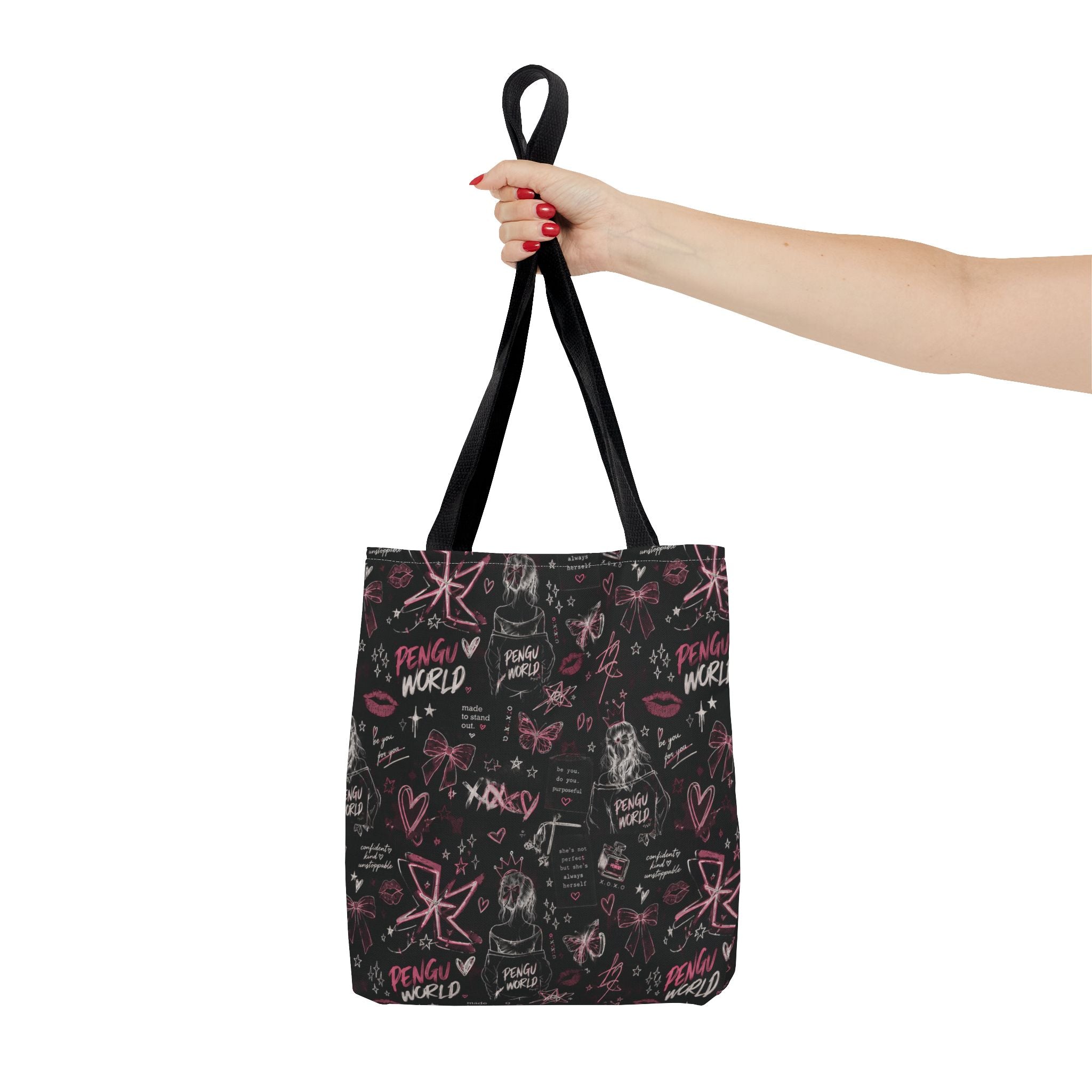 PENGU Edgy Black & Pink Tote Bag
