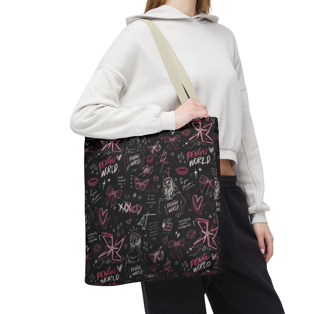 PENGU Edgy Black & Pink Tote Bag