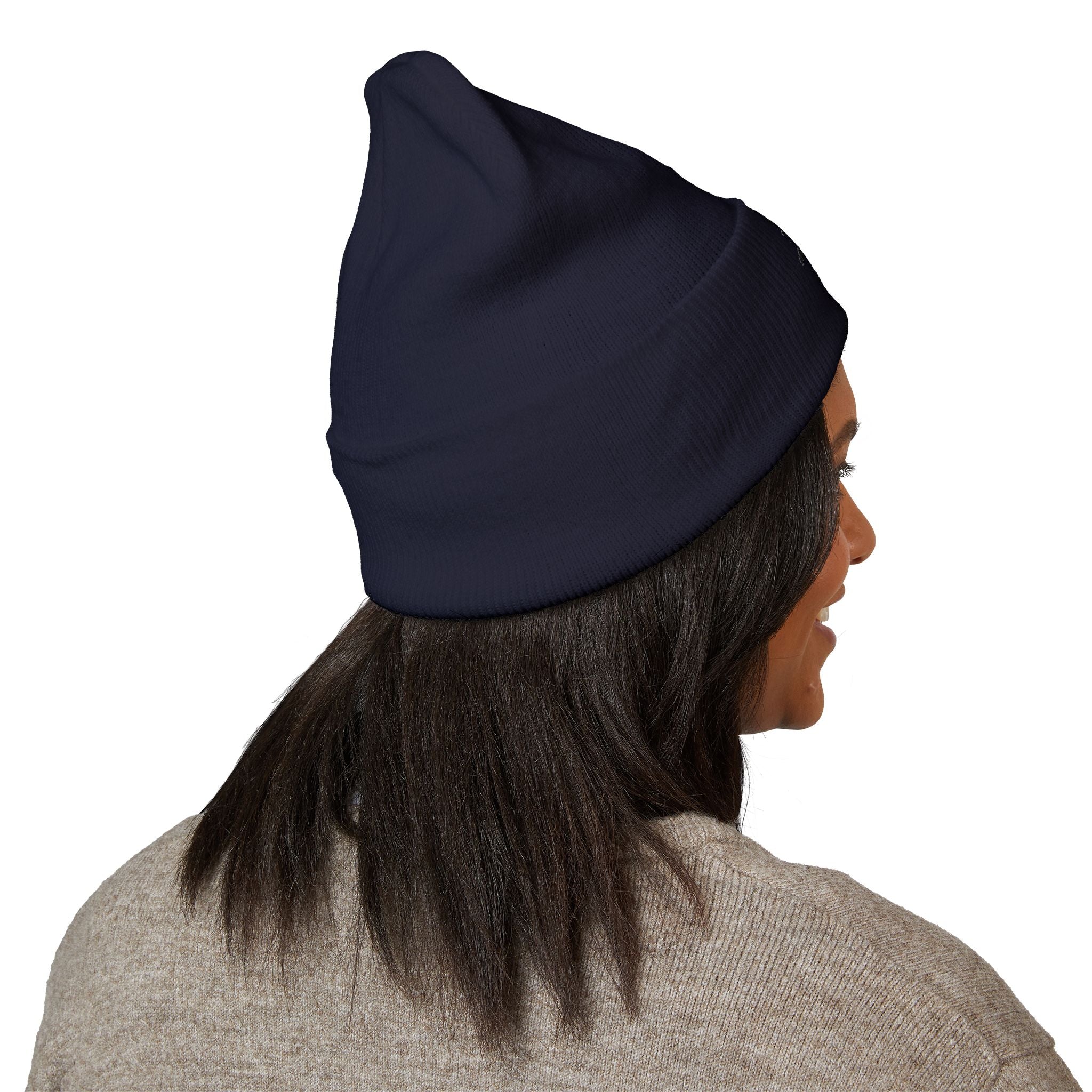 Embroidered TMJ Crown Beanie — Classic Cuffed Knit Hat