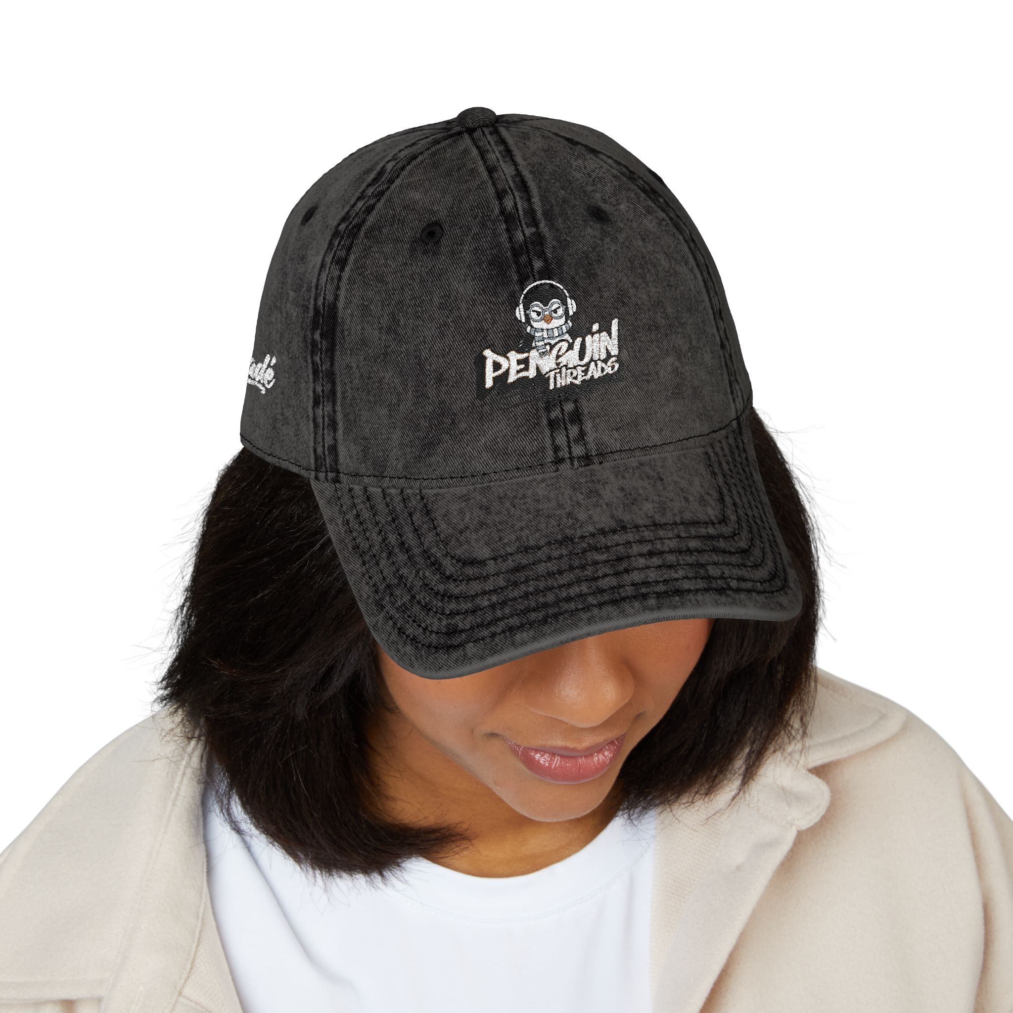 PENGU Vintage Embroidered Baseball Cap — 'Penguin Threads' Logo