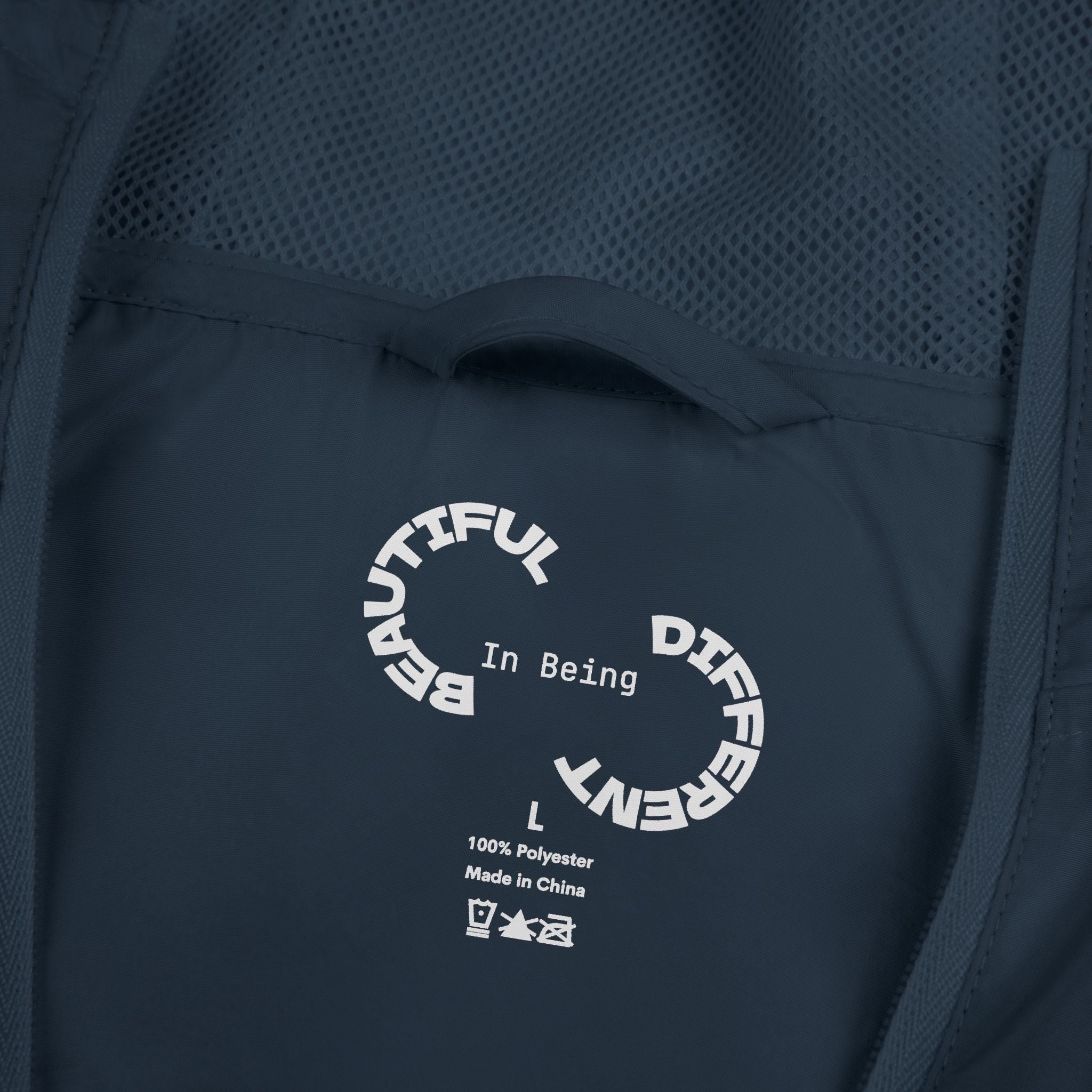PENGU Windbreaker Jacket — 'Beauty Seen Different Being' Graphic Hooded Windbreaker
