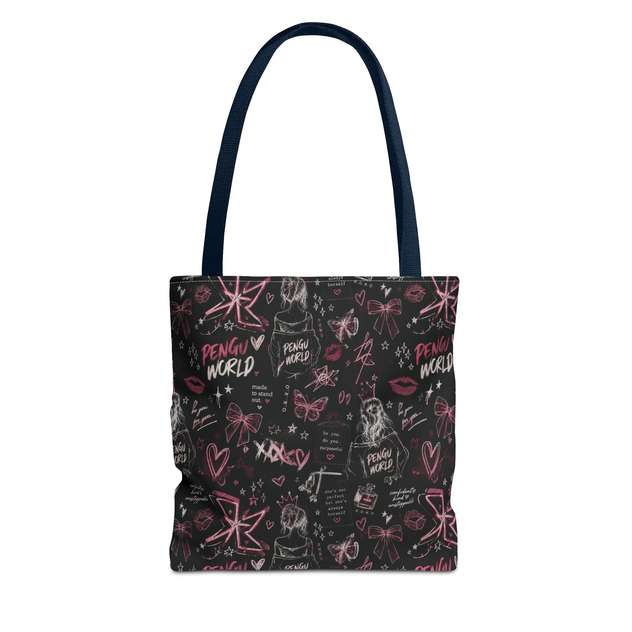 PENGU Edgy Black & Pink Tote Bag