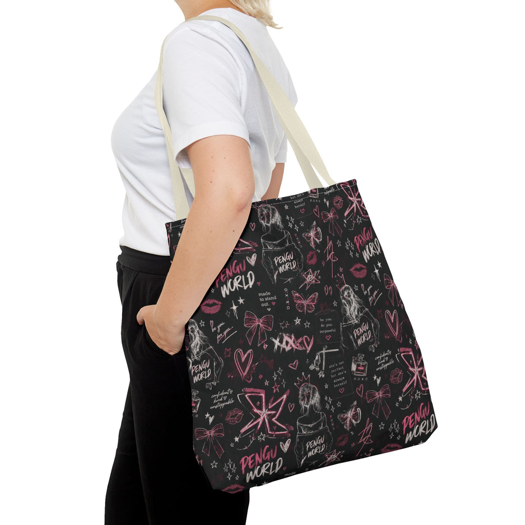 PENGU Edgy Black & Pink Tote Bag