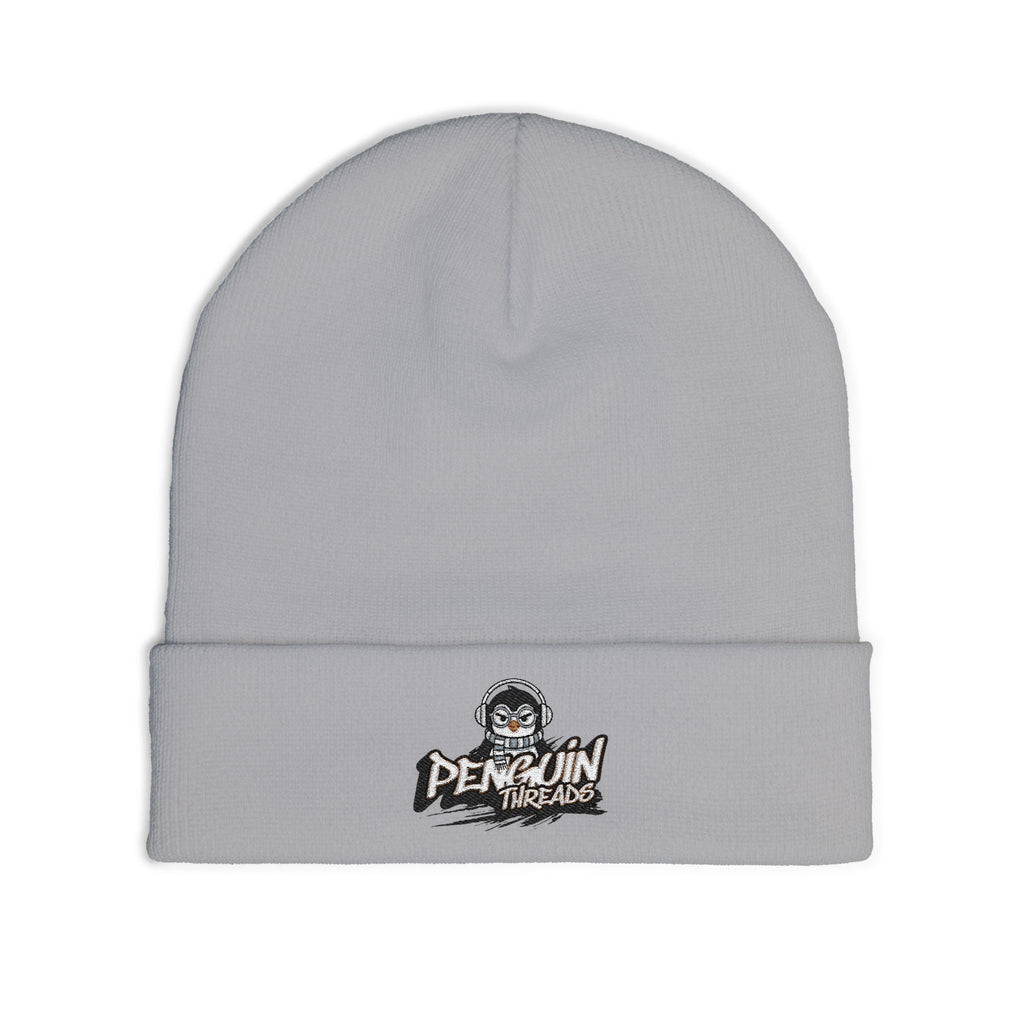 Embroidered PENGU Beanie - 'Penguin Threads' Knit Winter Hat