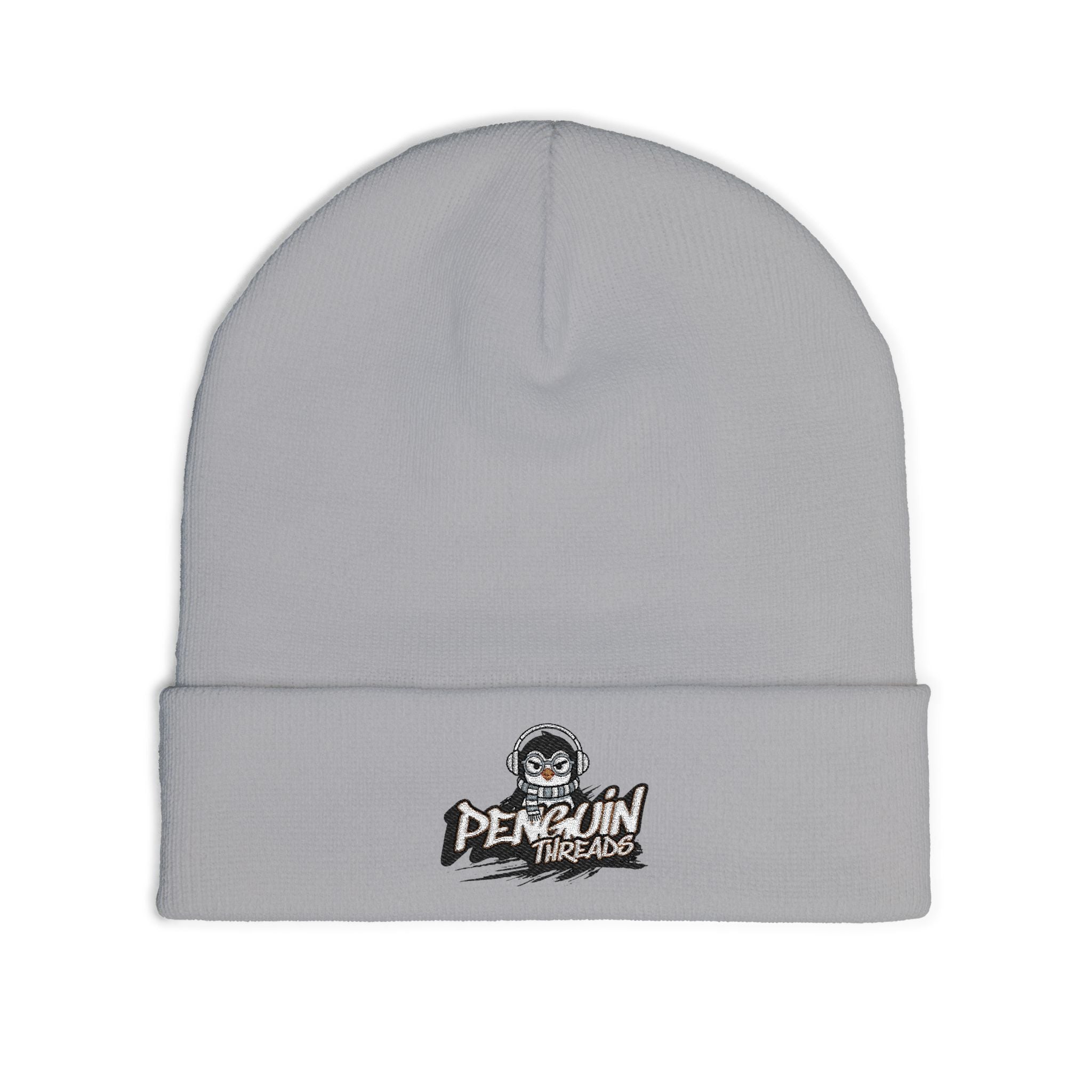 Embroidered PENGU Beanie - 'Penguin Threads' Knit Winter Hat