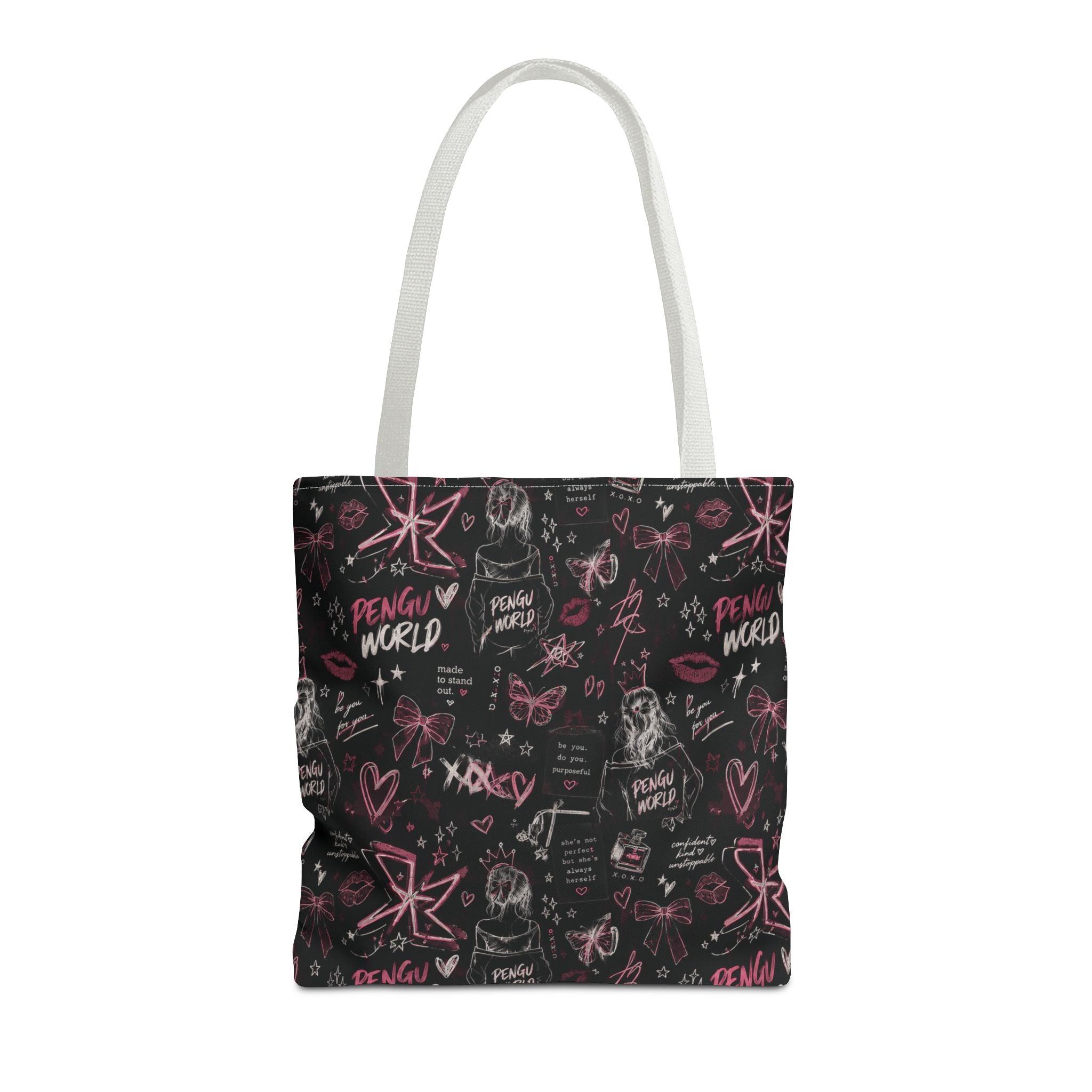 PENGU Edgy Black & Pink Tote Bag