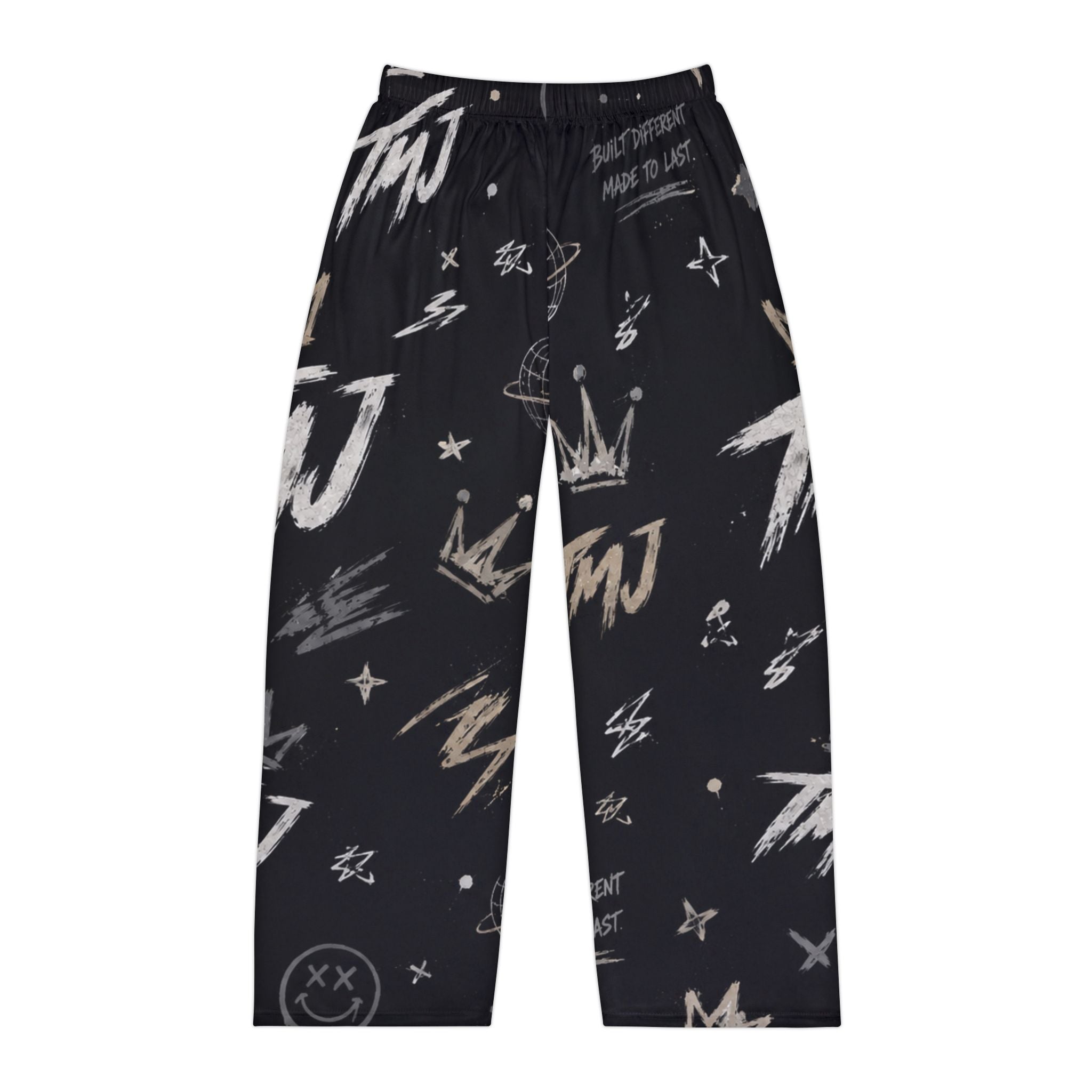 PENGU Men's Graphite Pajama Pants — Crown & TMJ All‑Over Print Lounge Pants