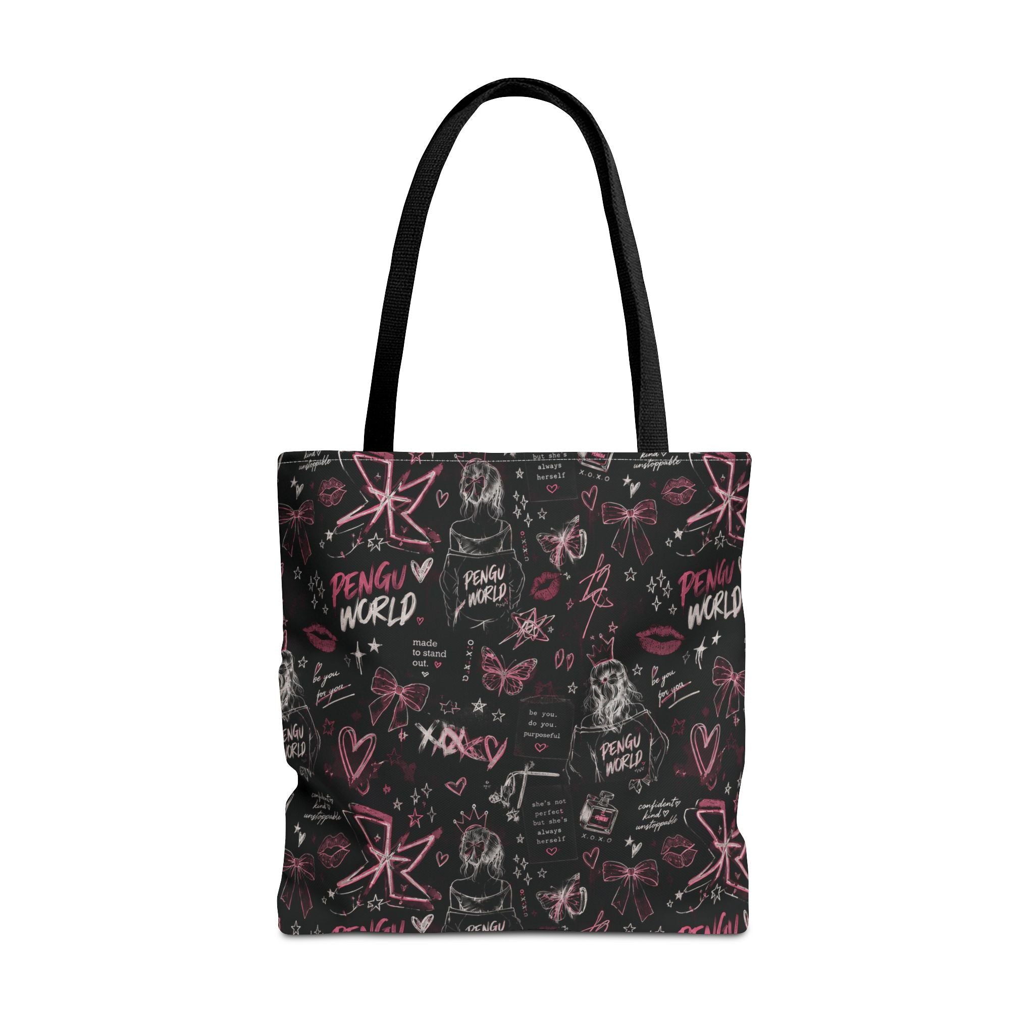 PENGU Edgy Black & Pink Tote Bag