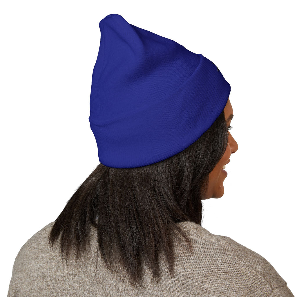 Embroidered TMJ Crown Beanie — Classic Cuffed Knit Hat