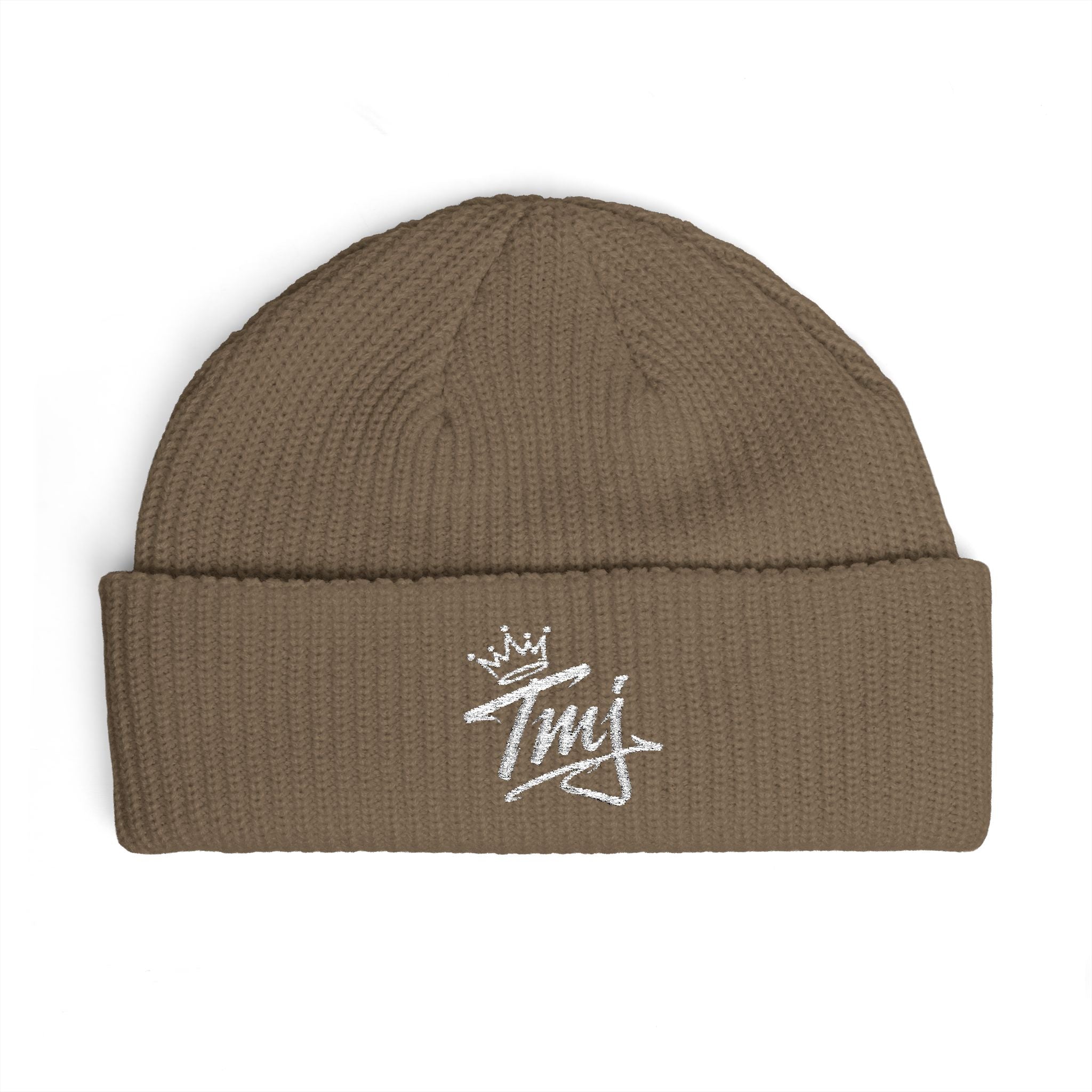 PENGU Cuff Beanie - Embroidered 'TMJ' Crown Knit Hat