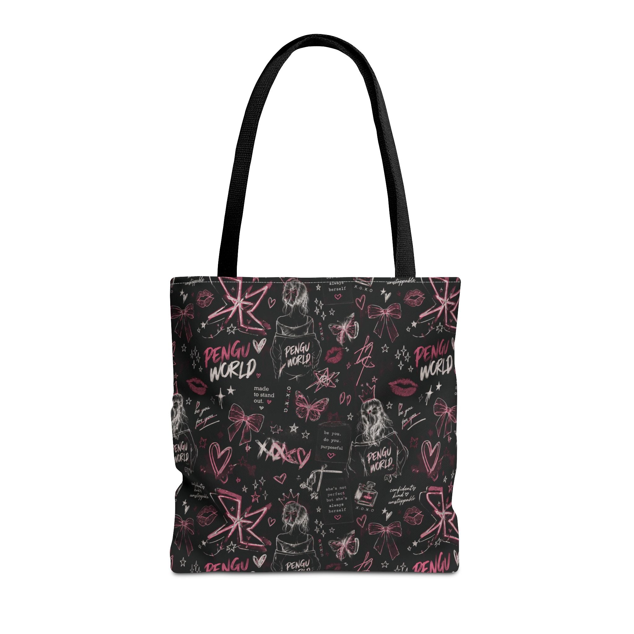 PENGU Edgy Black & Pink Tote Bag