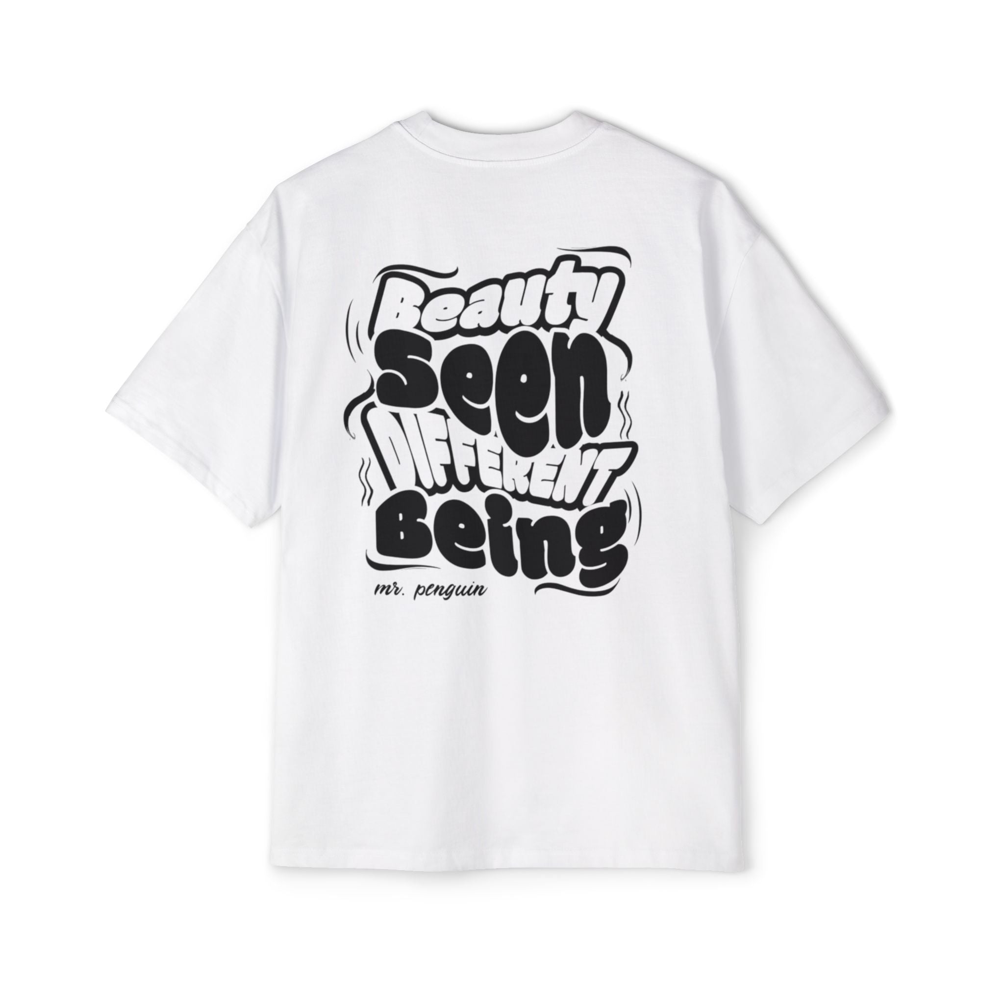 PENGU "TMJ" Oversized Tee — "Beauty Seen Different Being" Graphic Tee