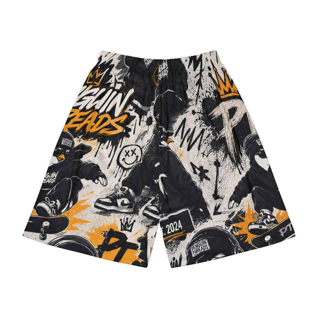 PENGU Graffiti Men's Sports Shorts — Urban Streetwear AOP (Penguin Threads)