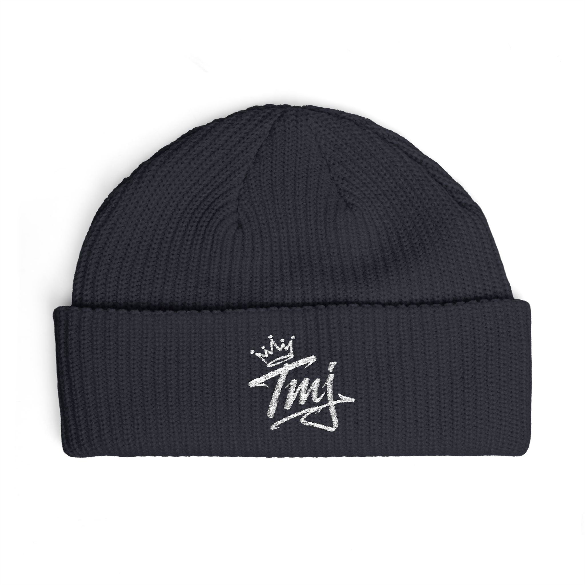 PENGU Cuff Beanie - Embroidered 'TMJ' Crown Knit Hat