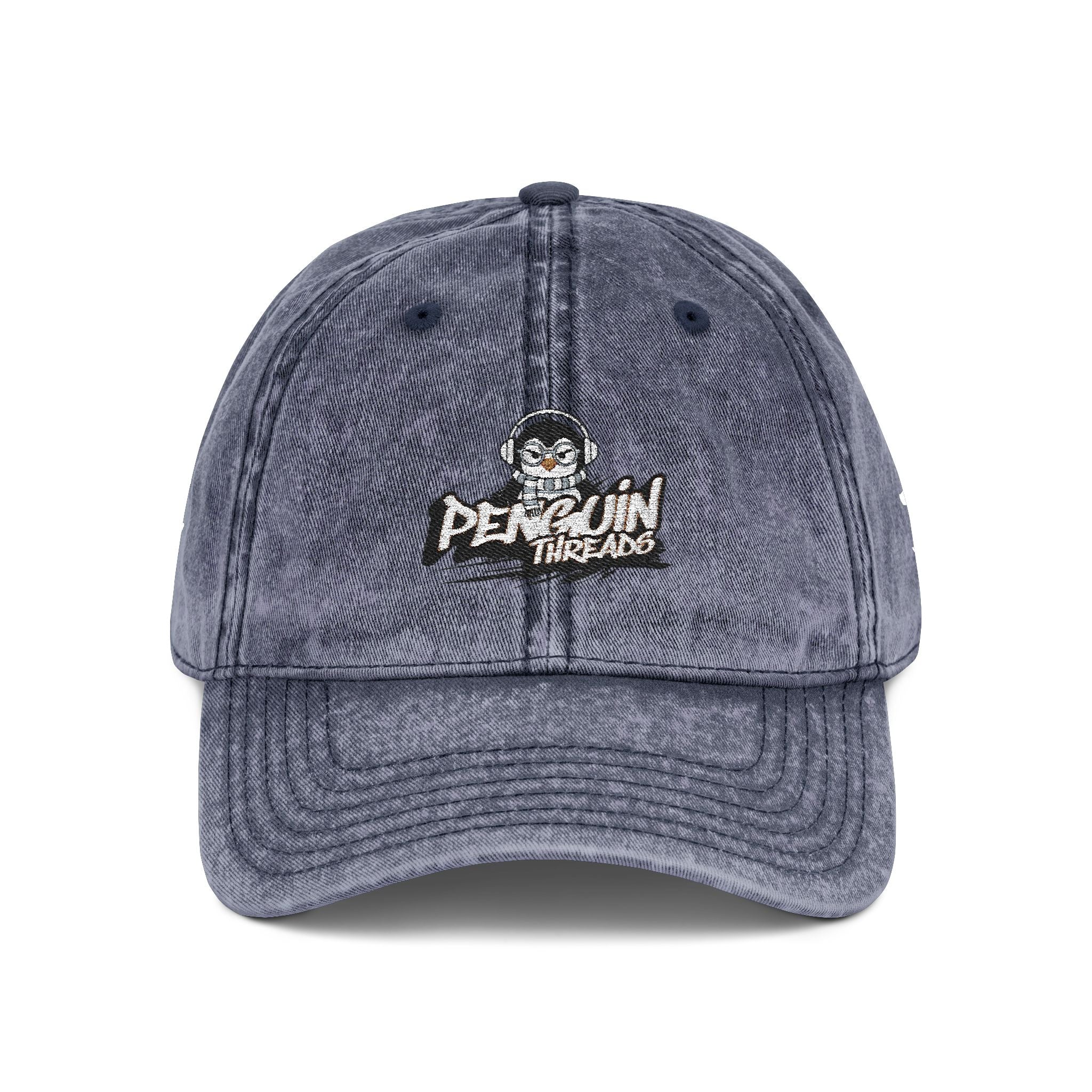 PENGU Vintage Embroidered Baseball Cap — 'Penguin Threads' Logo