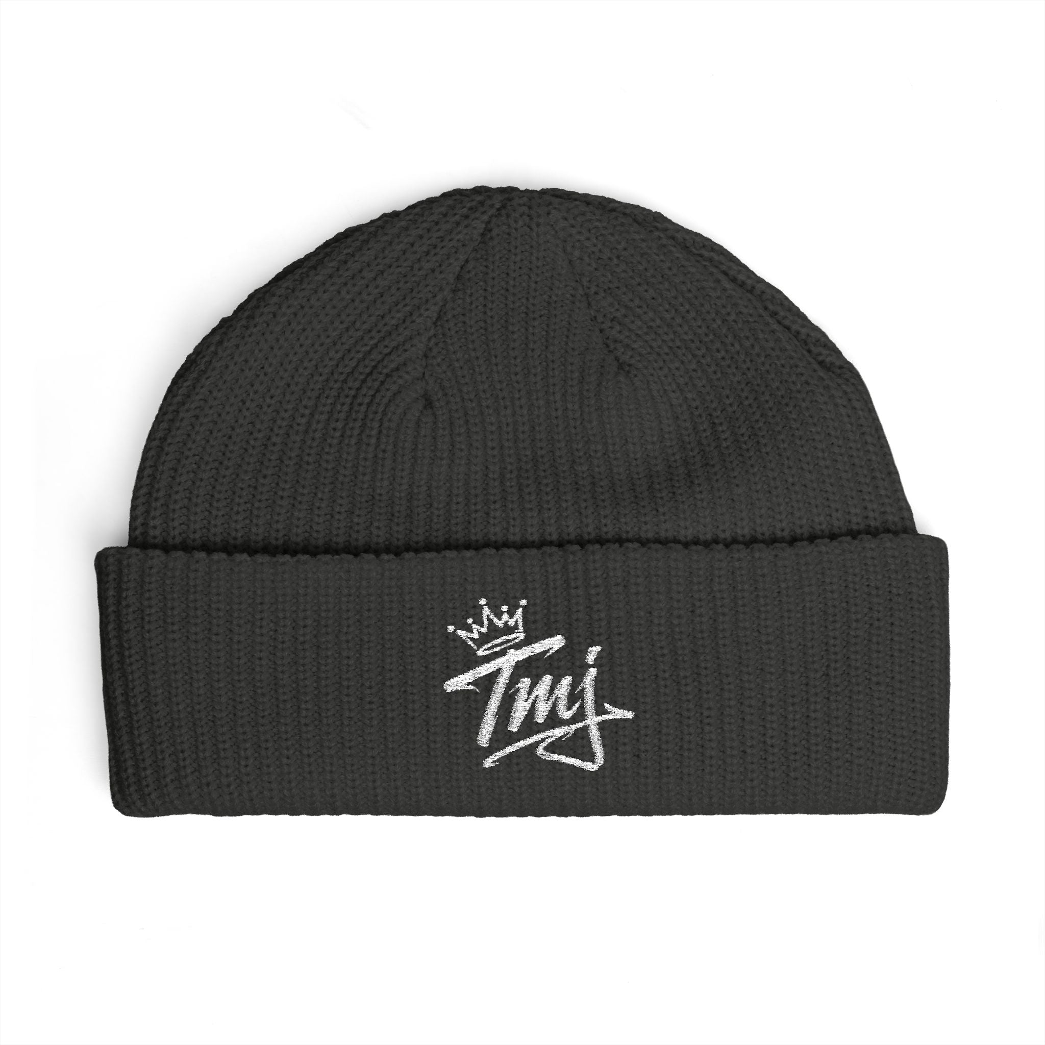 PENGU Cuff Beanie - Embroidered 'TMJ' Crown Knit Hat