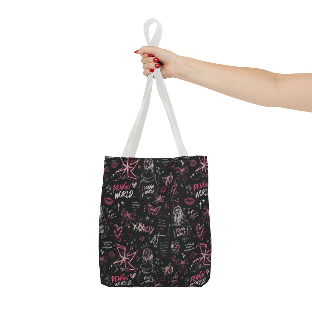 PENGU Edgy Black & Pink Tote Bag
