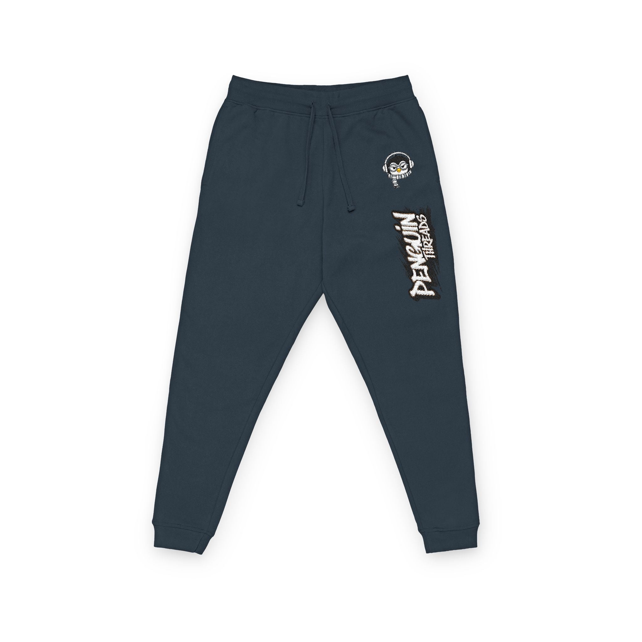 PENGU Embroidered Street Logo Joggers — Vintage Graphic Fleece Sweatpants