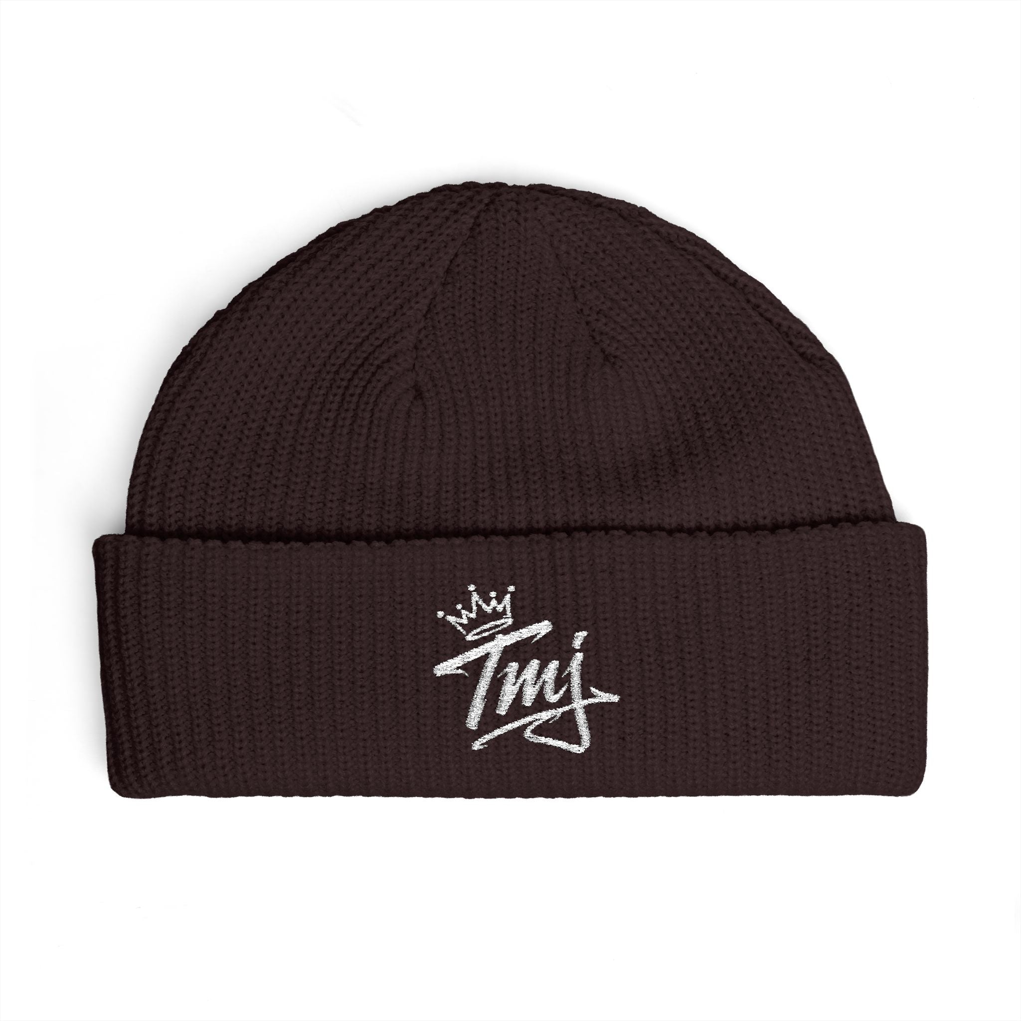 PENGU Cuff Beanie - Embroidered 'TMJ' Crown Knit Hat