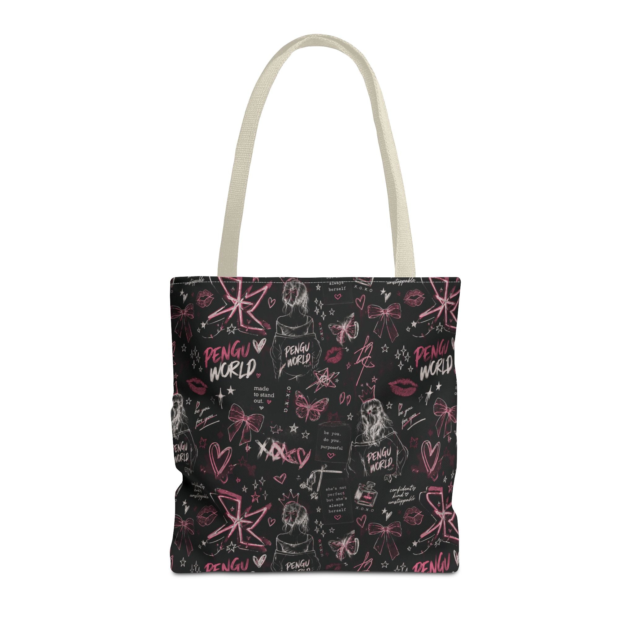PENGU Edgy Black & Pink Tote Bag