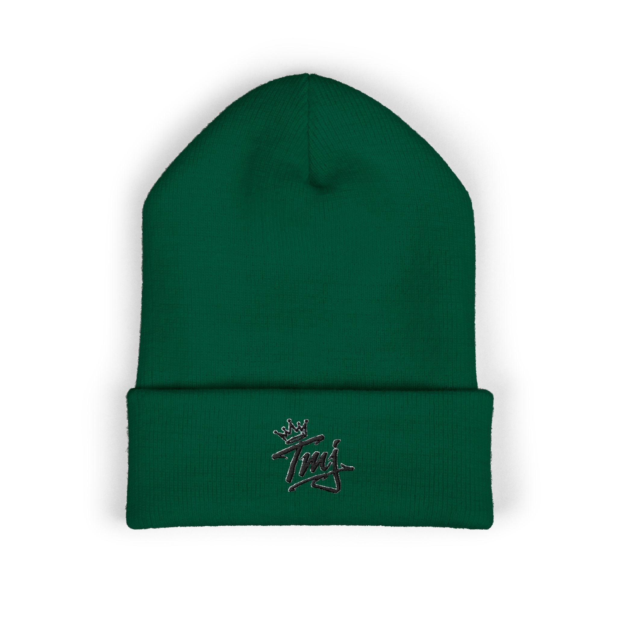 Embroidered TMJ Crown Beanie — Classic Cuffed Knit Hat