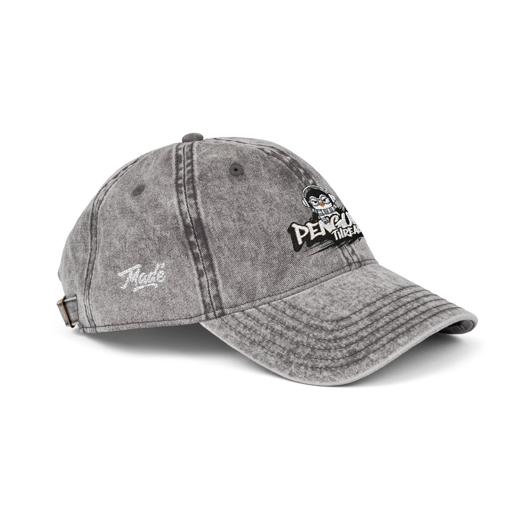 PENGU Vintage Embroidered Baseball Cap — 'Penguin Threads' Logo