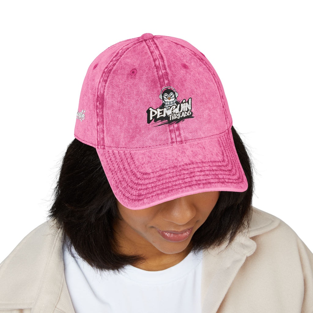 PENGU Vintage Embroidered Baseball Cap — 'Penguin Threads' Logo