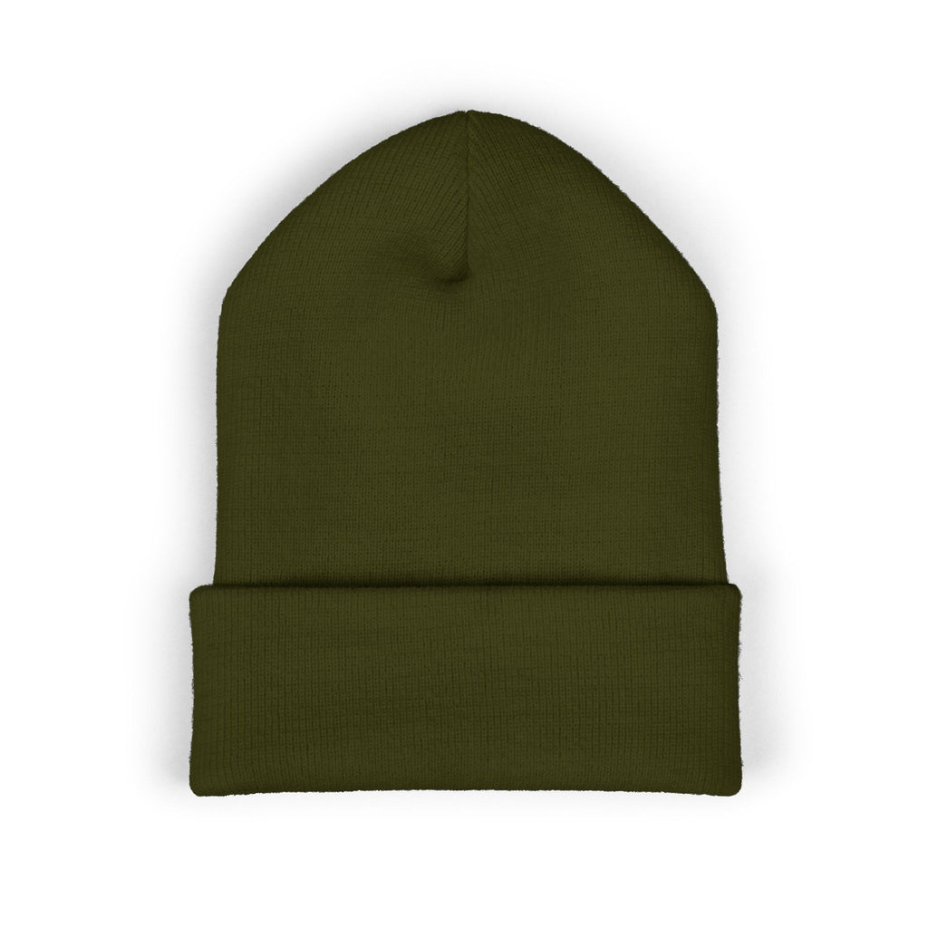 Embroidered TMJ Crown Beanie — Classic Cuffed Knit Hat
